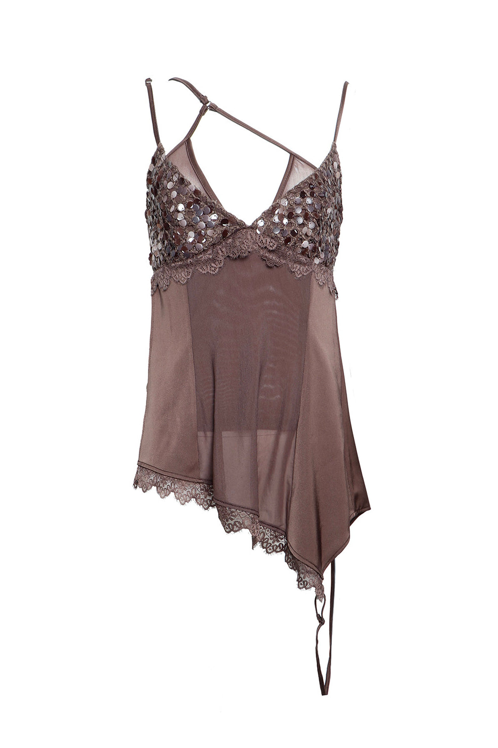 Sequin Lace Drape Camisole