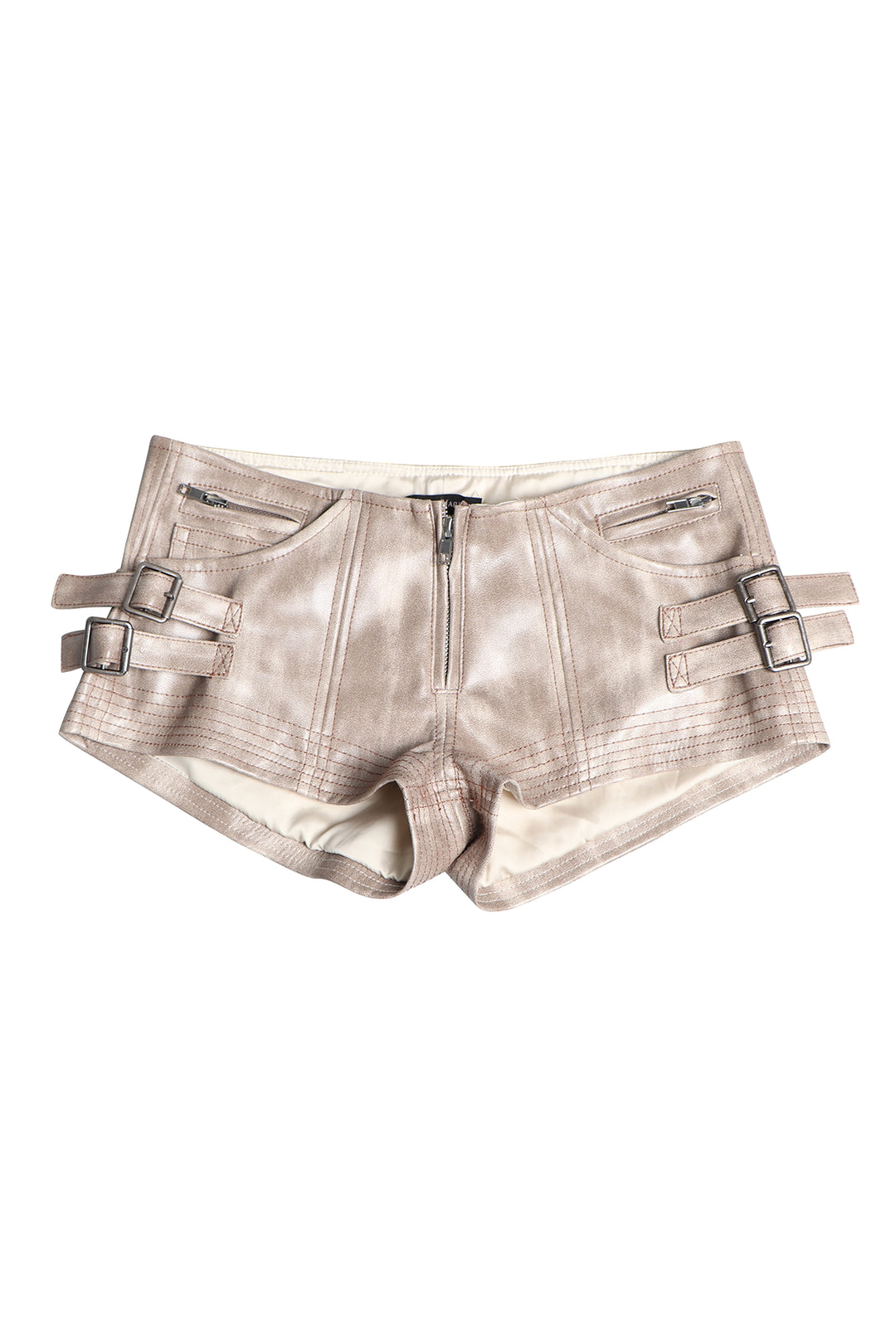 Elara Buckled Leather Shorts