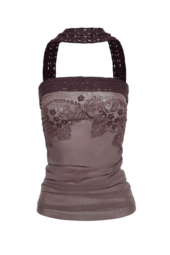 Crochet Trim Mesh Top