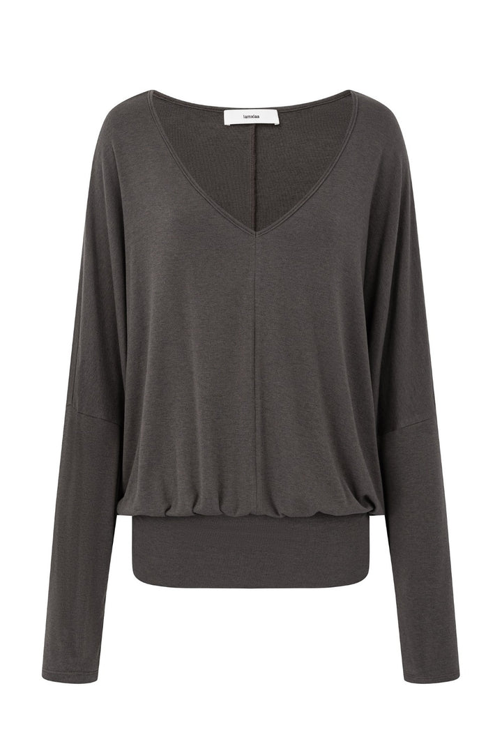 Ashen Oversized V-Neck Top