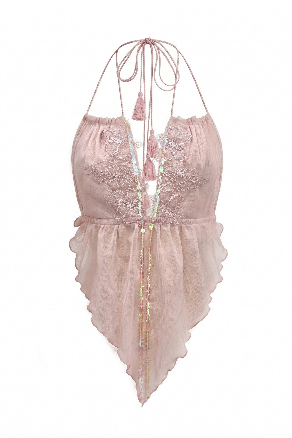 Celia Embroidered Mesh Top