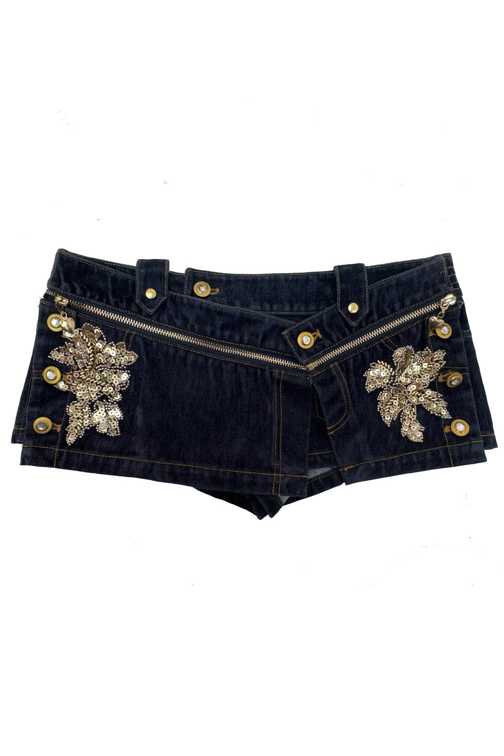 Sequin Flower Denim Skort