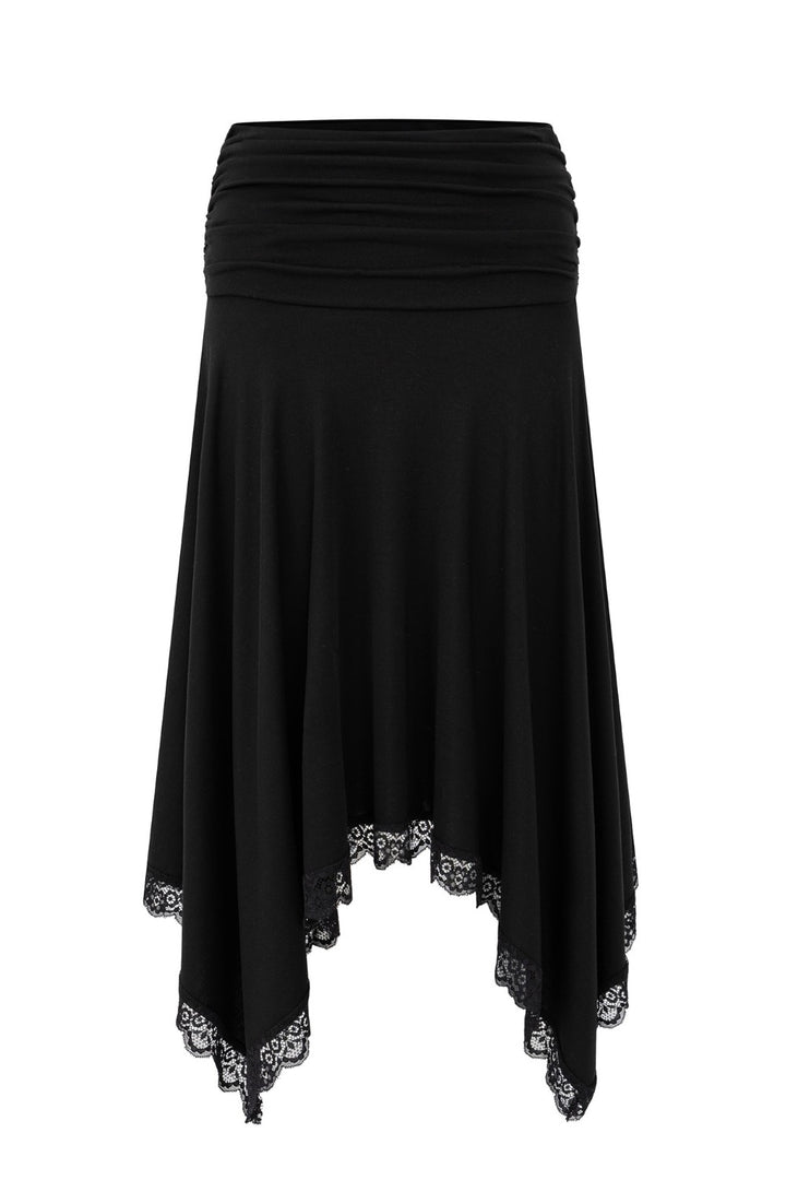 Elara Ruched Lace Trim Skirt