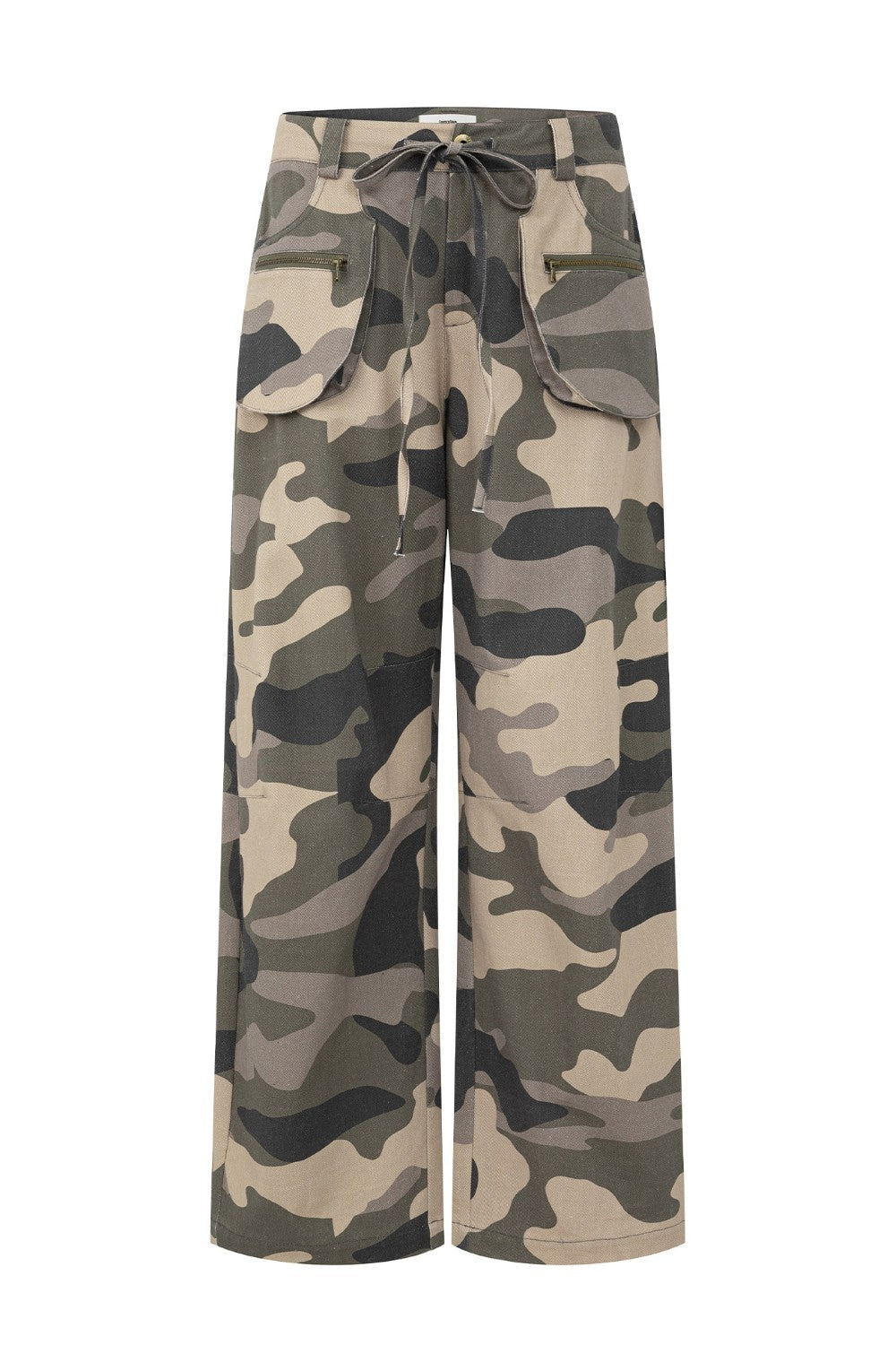 Camo Wide-Leg Cargo Pants