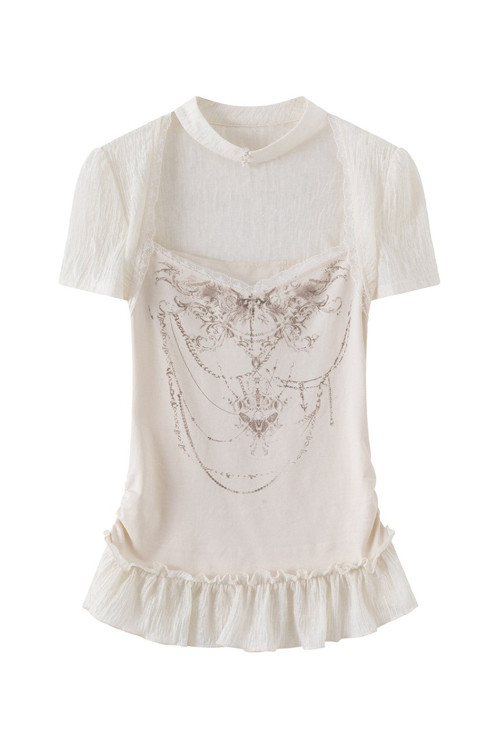 Vintage Layered Cutout Top