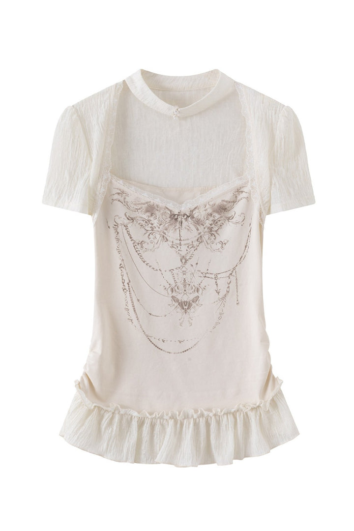 Vintage Layered Cutout Top