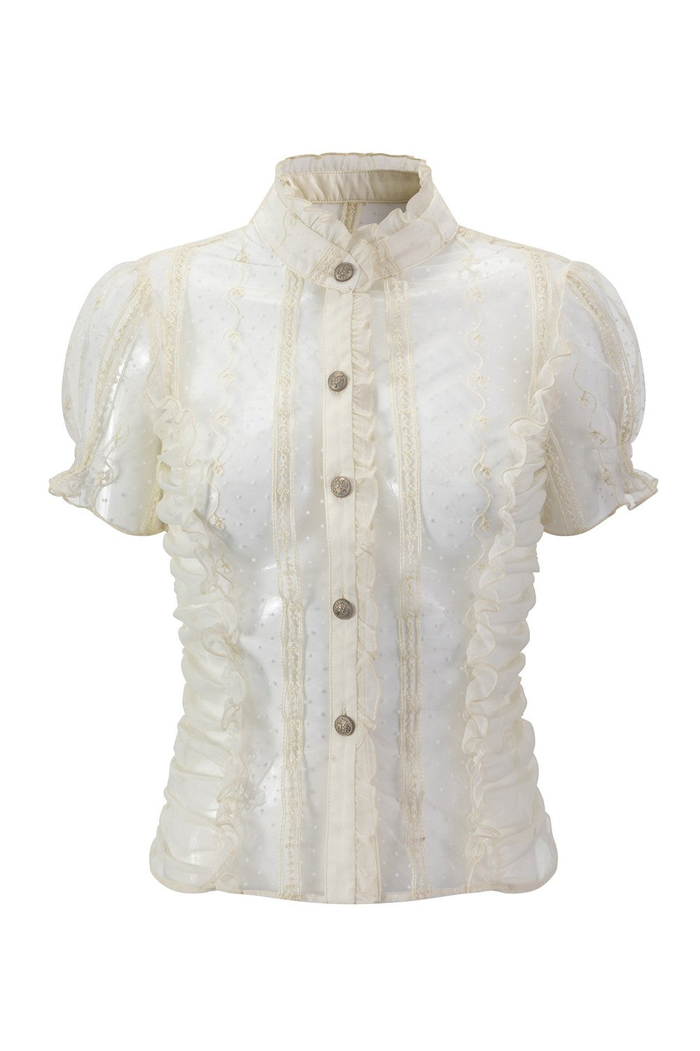 Sheer Lace Polka Dot Blouse
