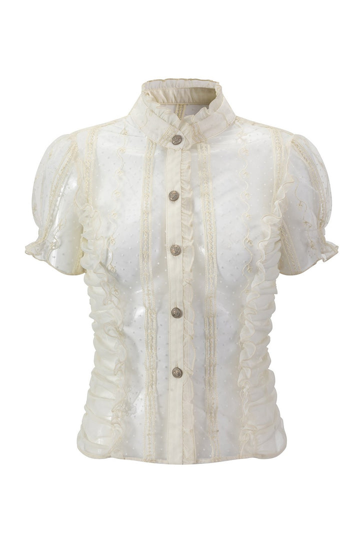 Sheer Lace Polka Dot Blouse