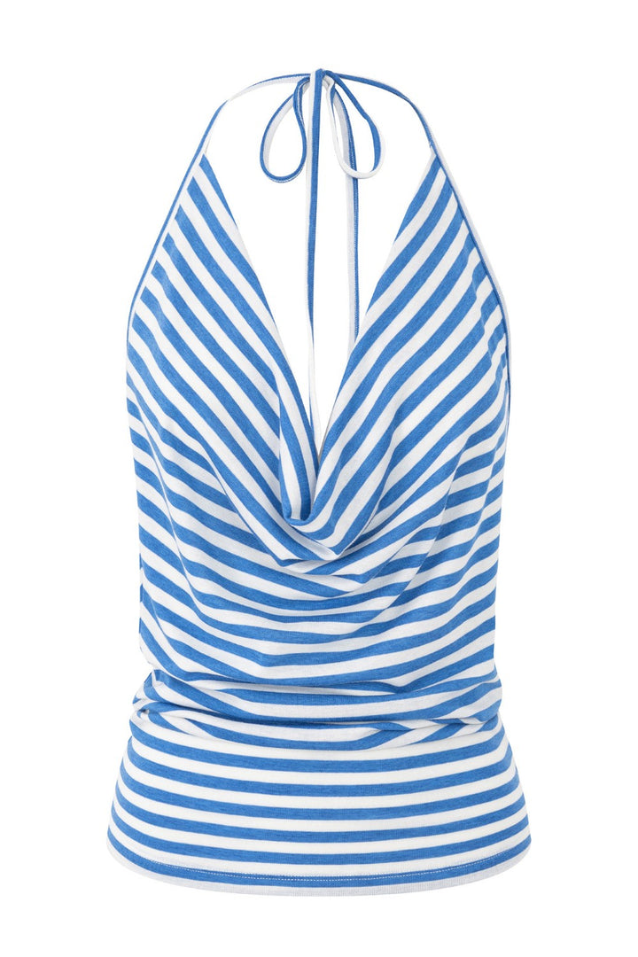 Open-Back Striped Halter Top