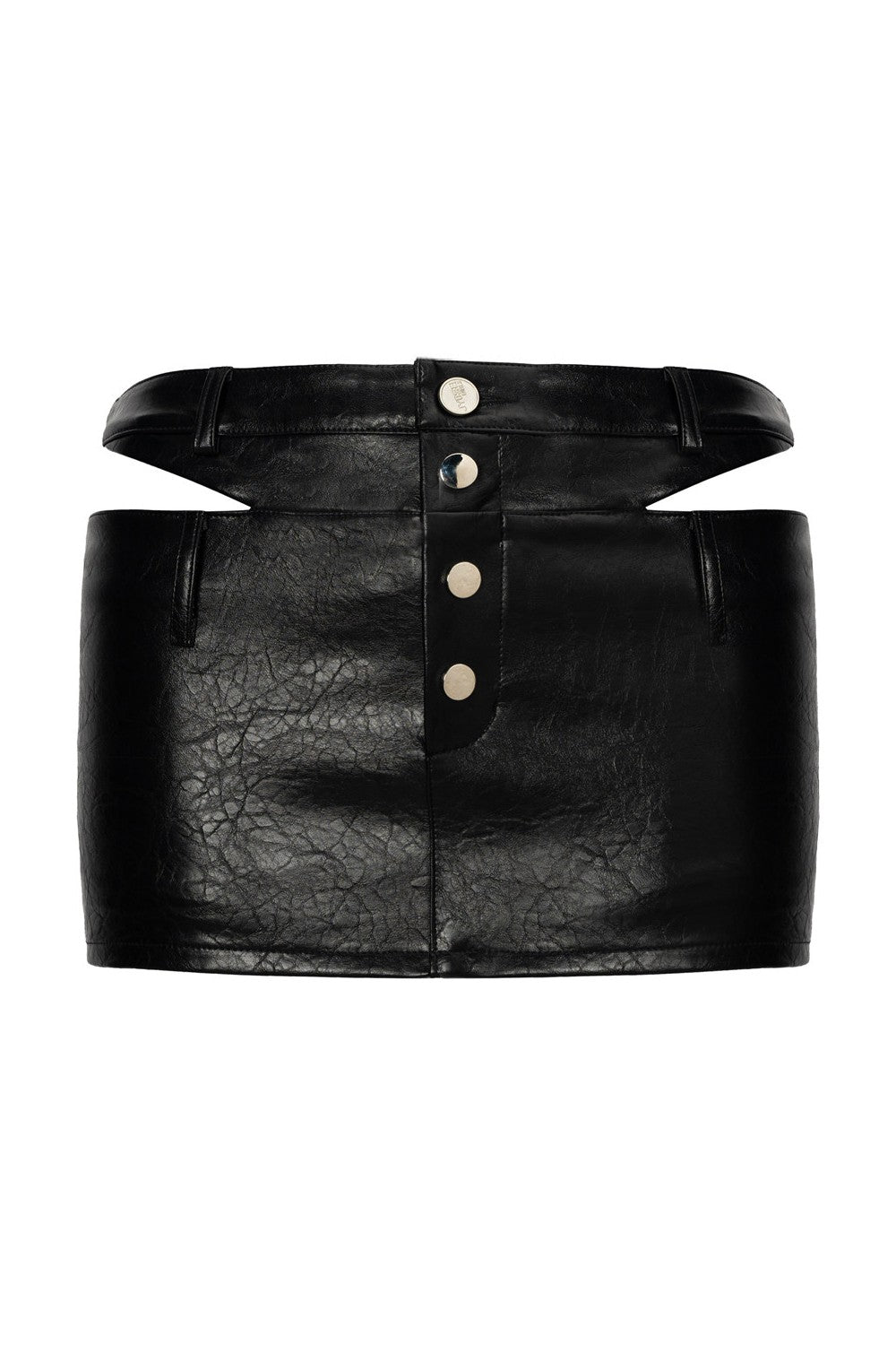 Cutout Leather Moto Skirt