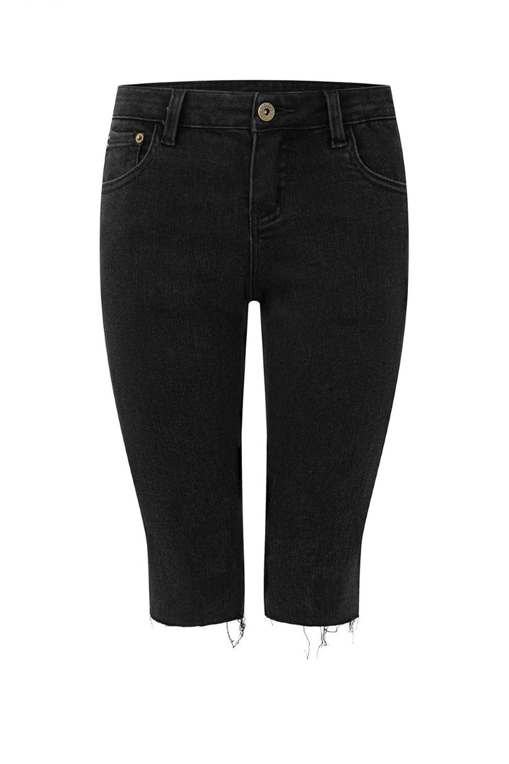 Slim Black Denim Capris