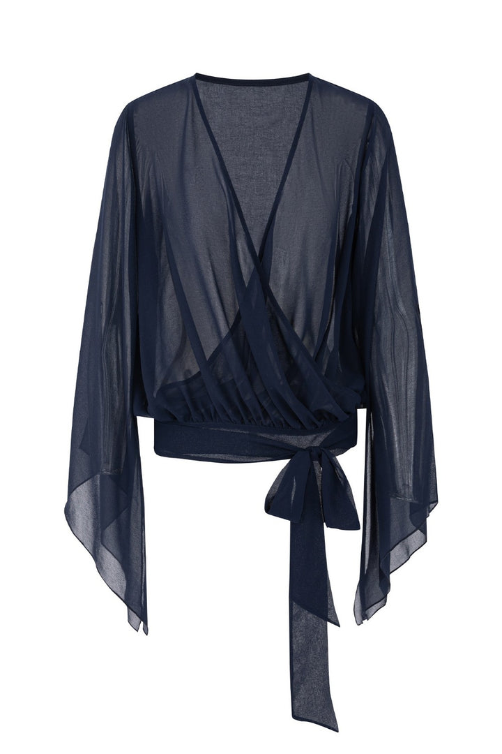 Deep Ocean Wrap Blouse