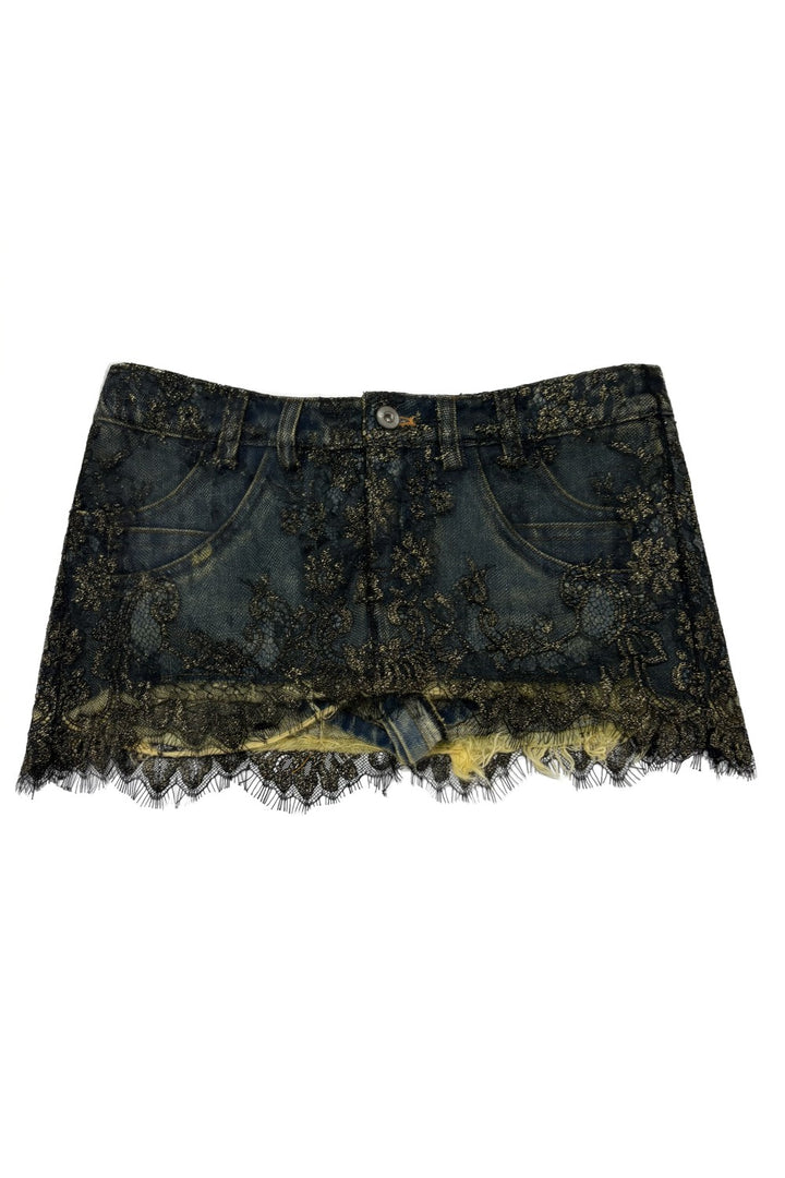 Vintage Lace Overlay Mini Skirt