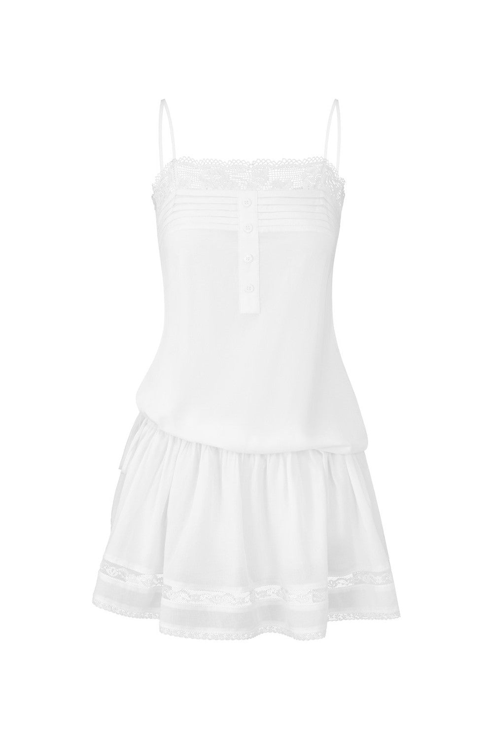 Camille Pleated Lace Trim Dress