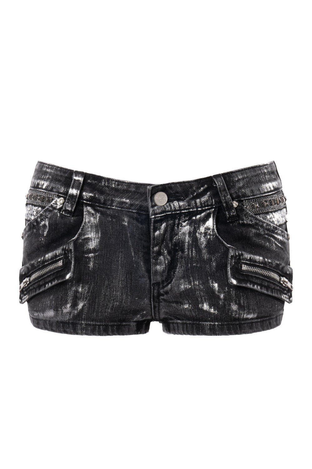 Silver Wash Studded Shorts