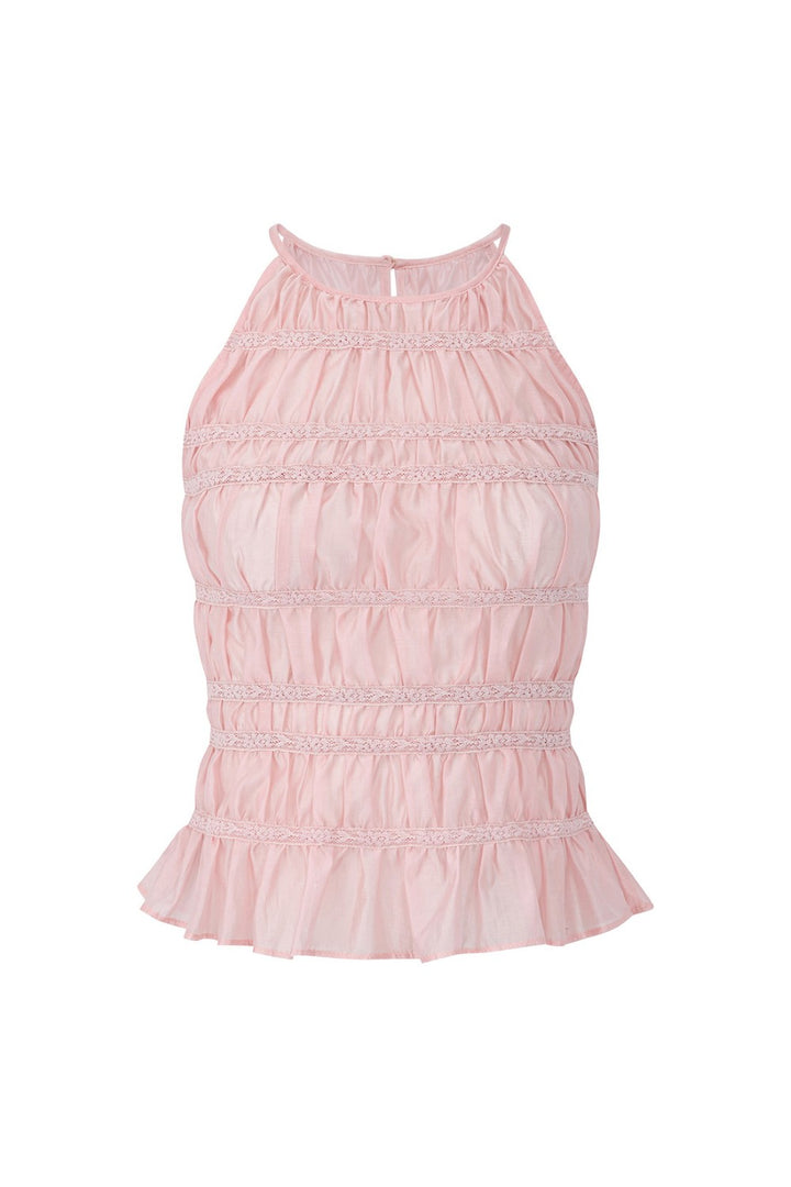 Rosette Ruched Halter Top