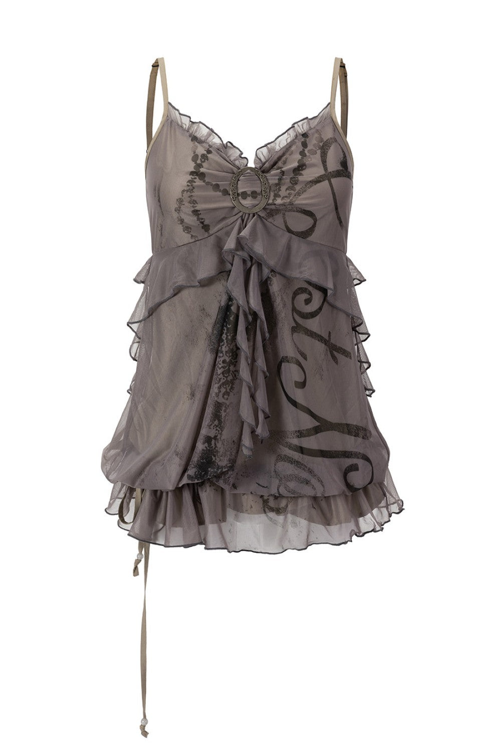 Graffiti Print Ruffle Cami