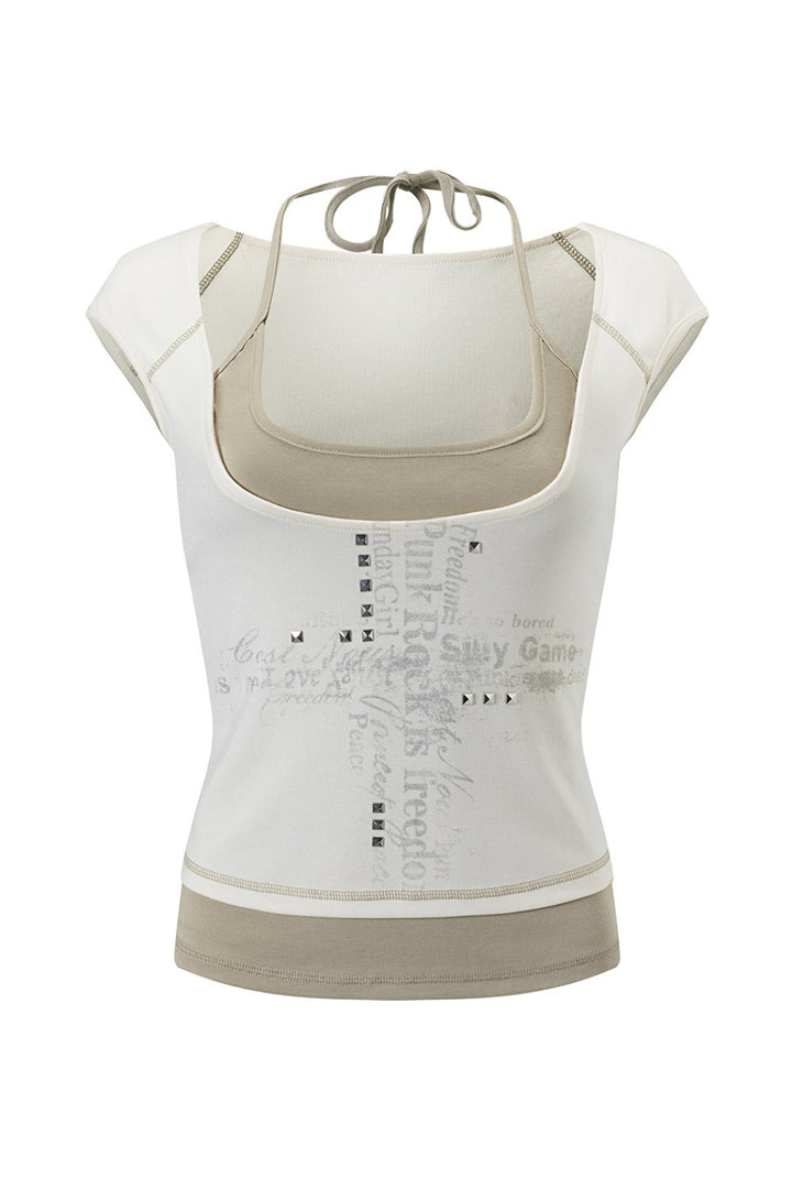 Layered Cross Script Top