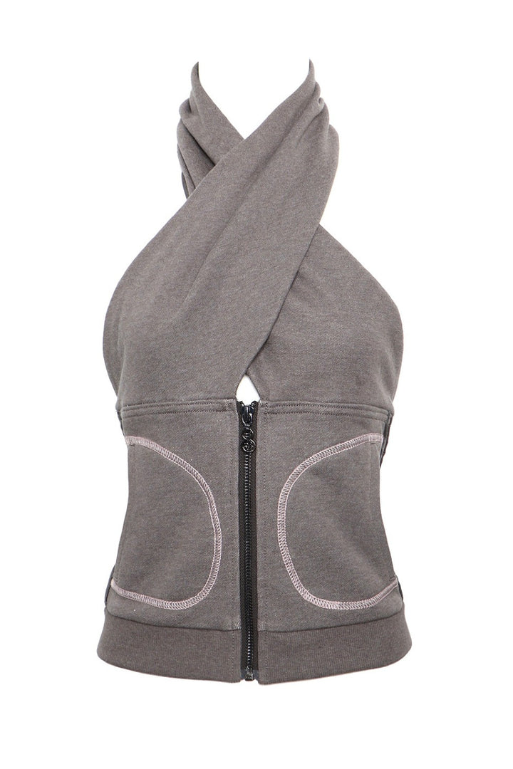 Blair Cross Halter Zip-Up Top