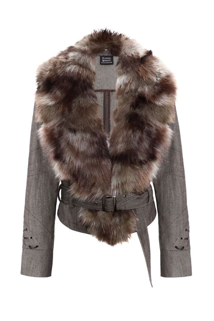 Fur-Trimmed Lapel Jacket
