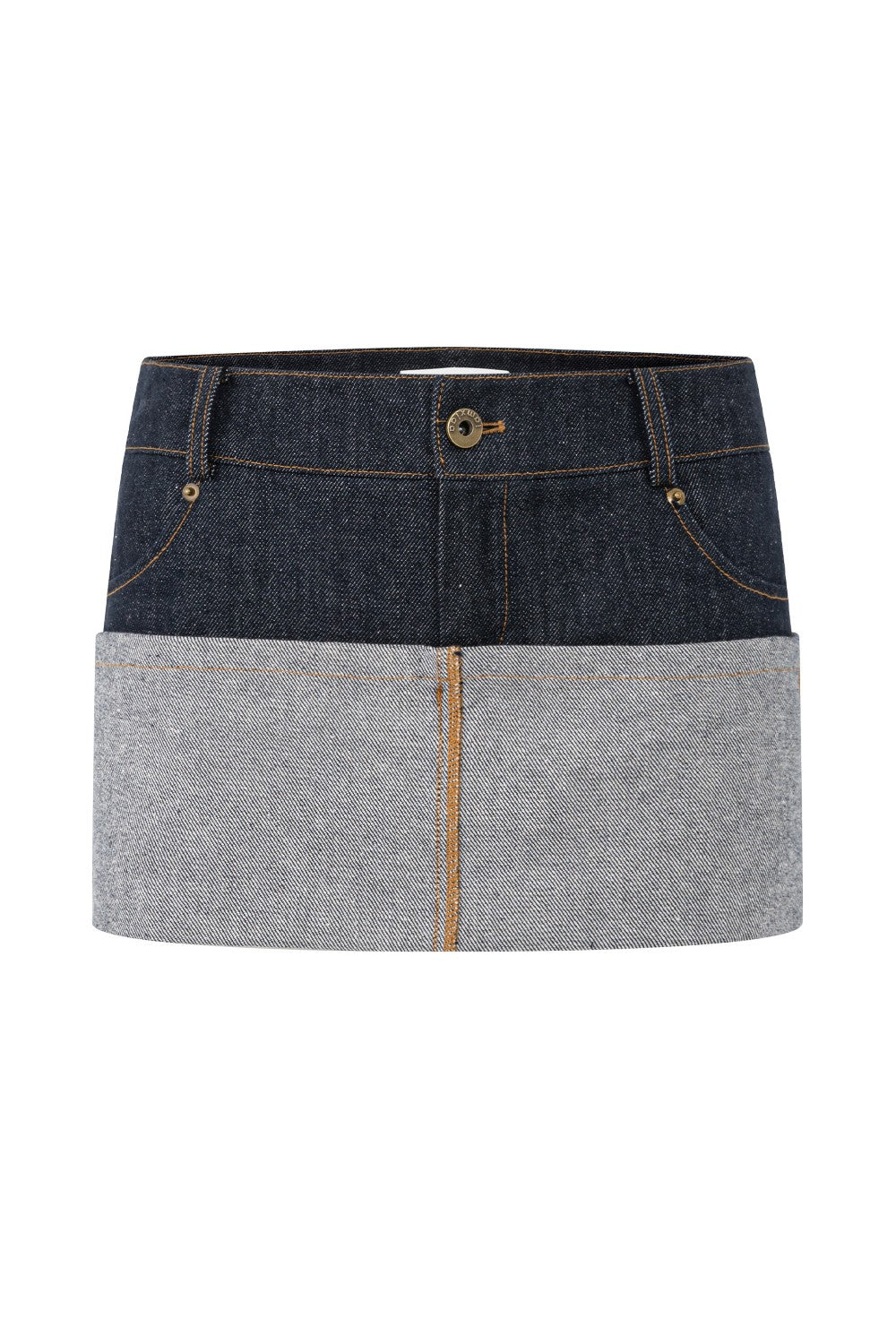 Foldover Cuffed Denim Skirt