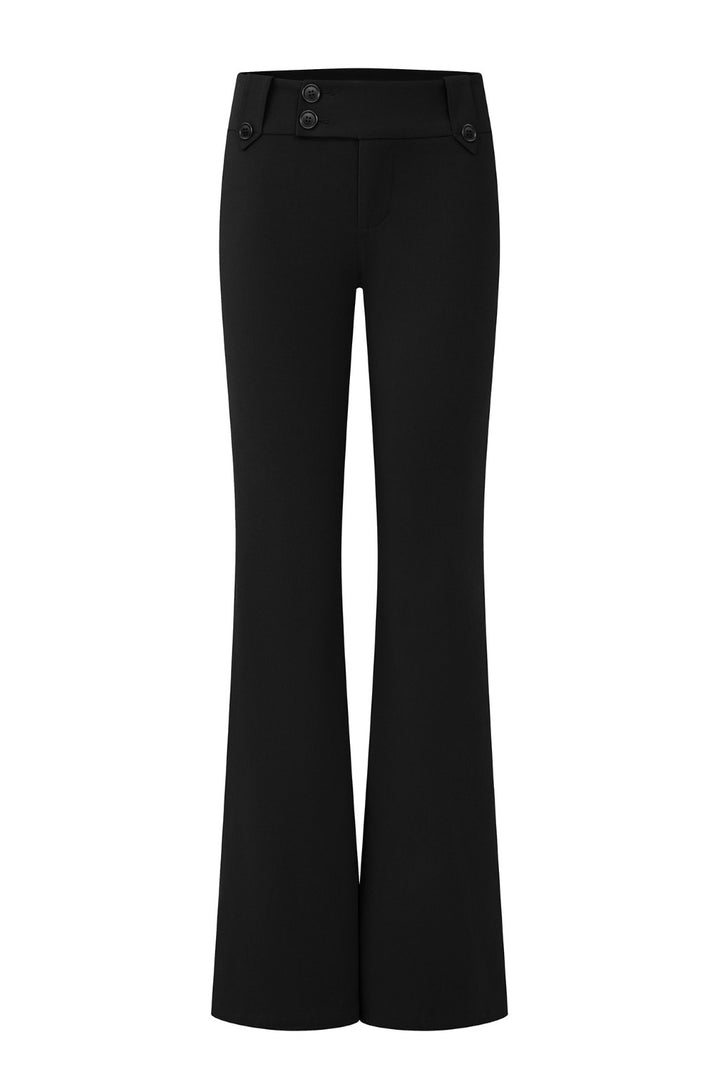Evie Side-Button Flare Trousers