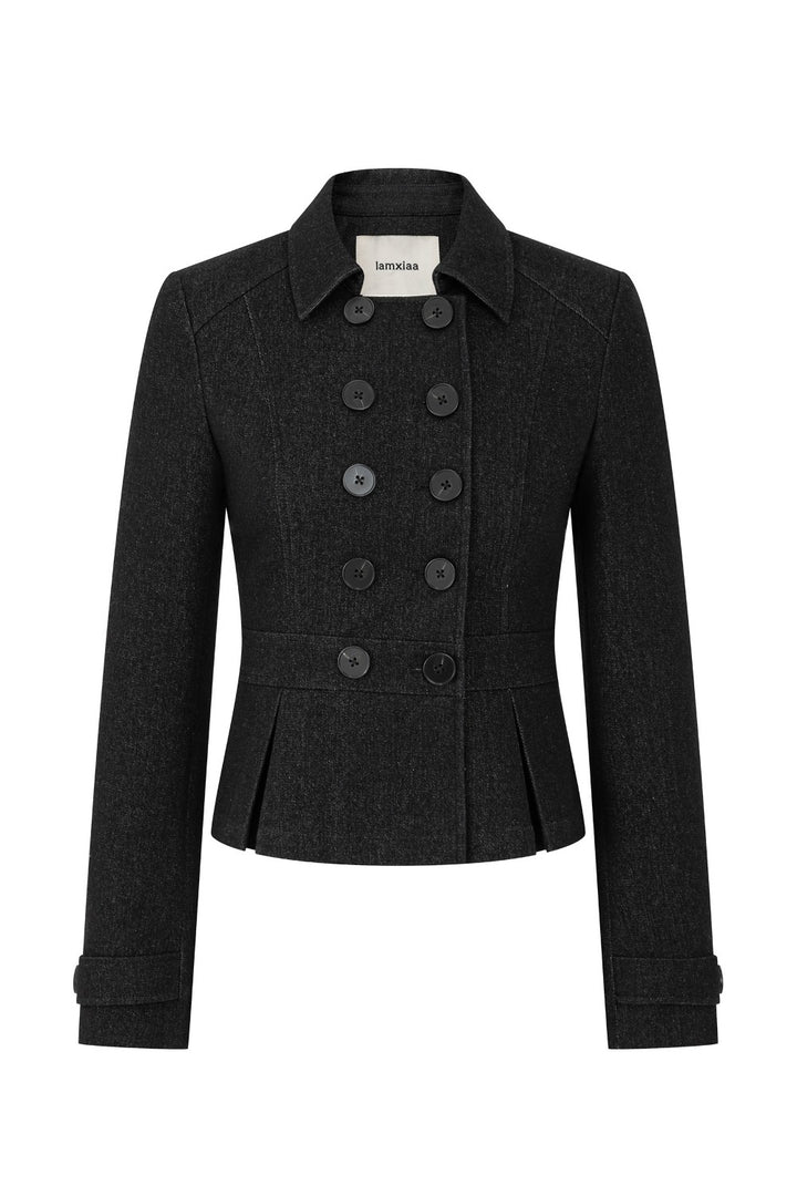 Tailored Double-Breasted Denim Jacket