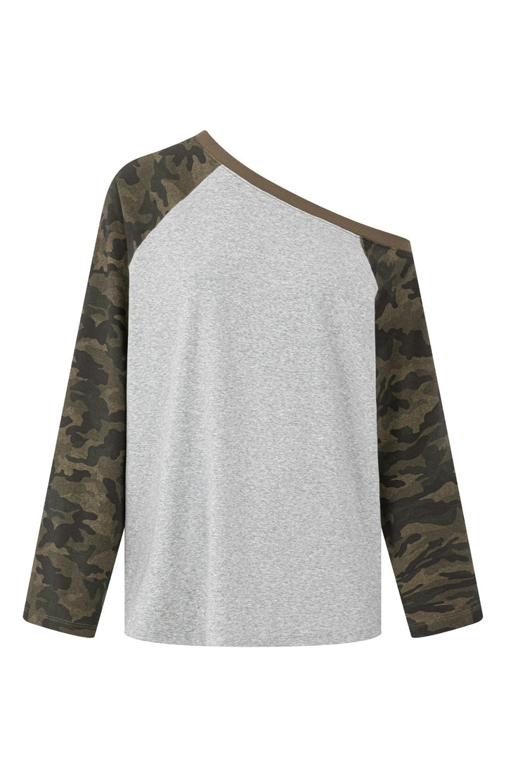 Off-Shoulder Camo Raglan Tee