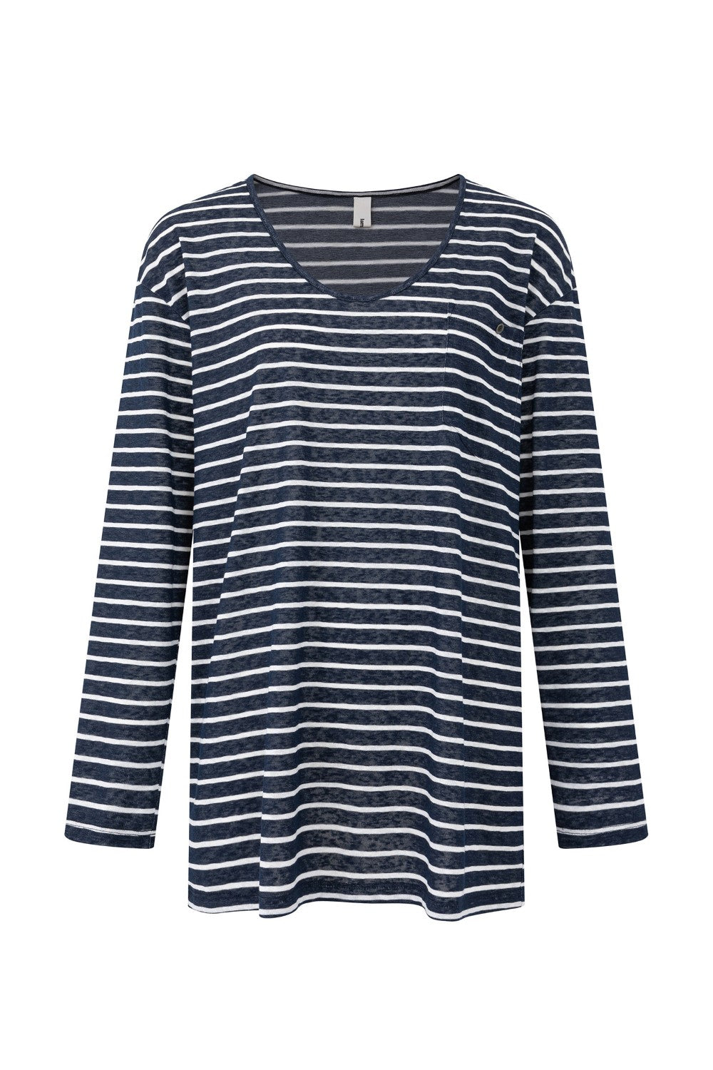 Long Striped V-Neck Top