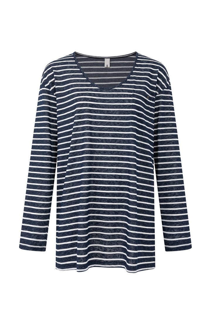 Long Striped V-Neck Top