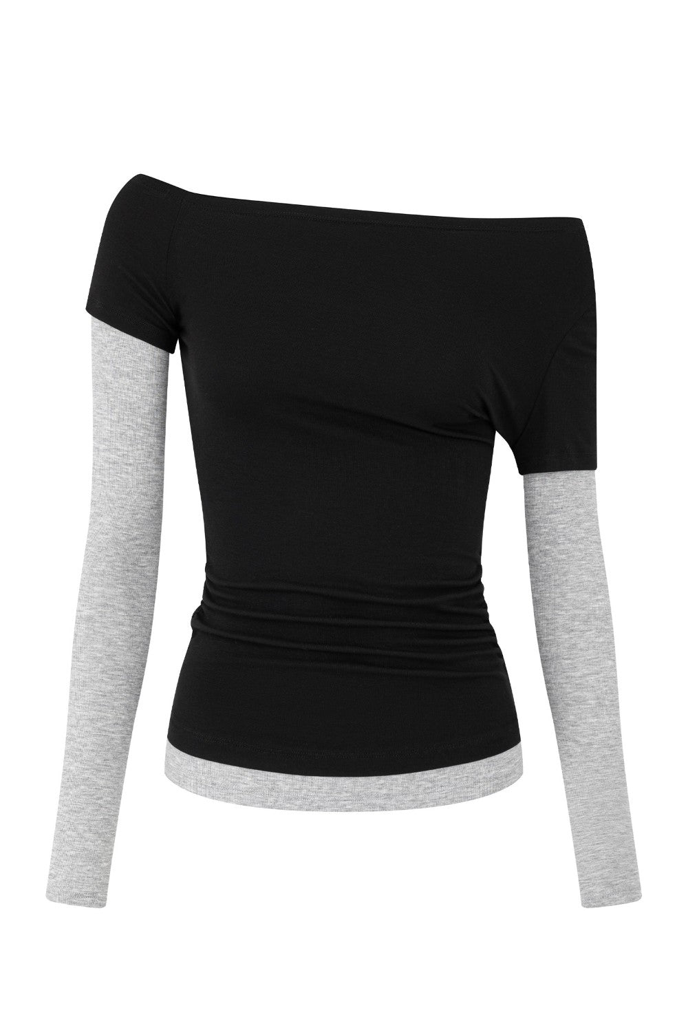 Contrast Off-Shoulder Layered Top