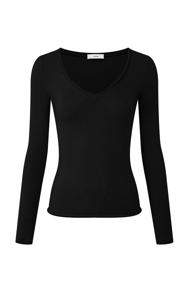 Fitted V-Neck Long Sleeve