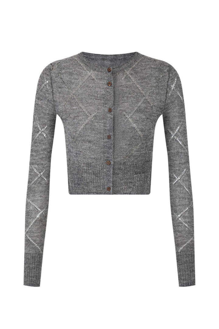 Argyle Diamond Knit Cardigan