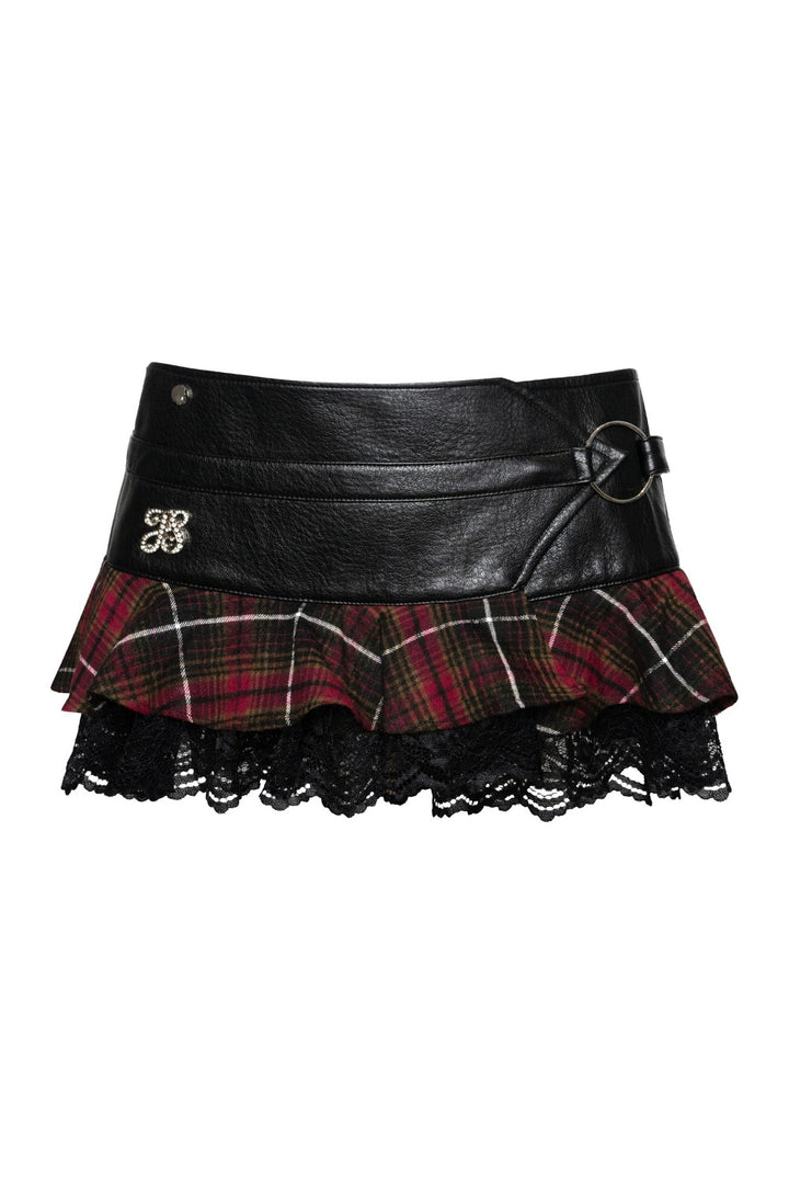Valerie Plaid Leather Mini Skirt