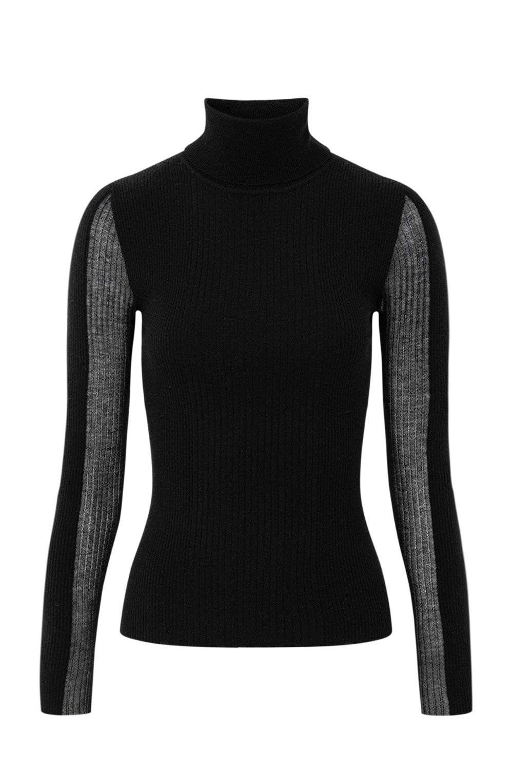 Sheer Rib Turtleneck Top
