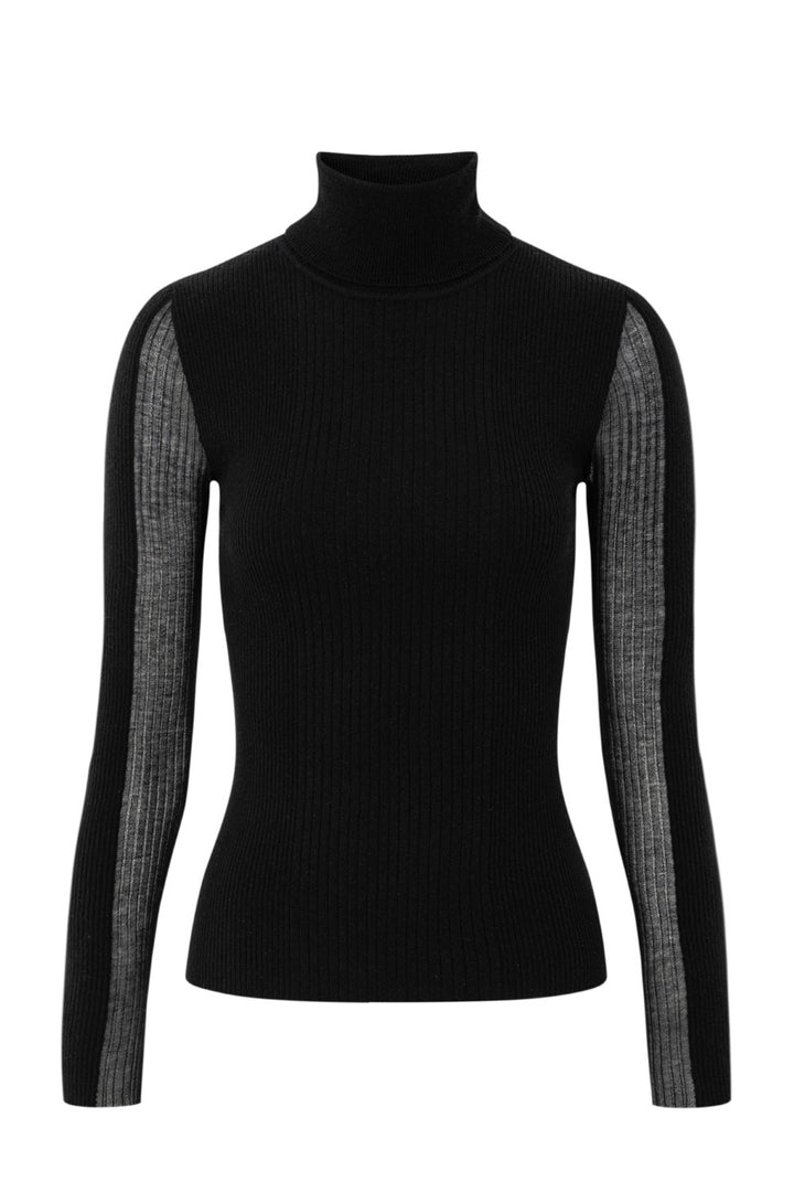 Sheer Rib Turtleneck Top