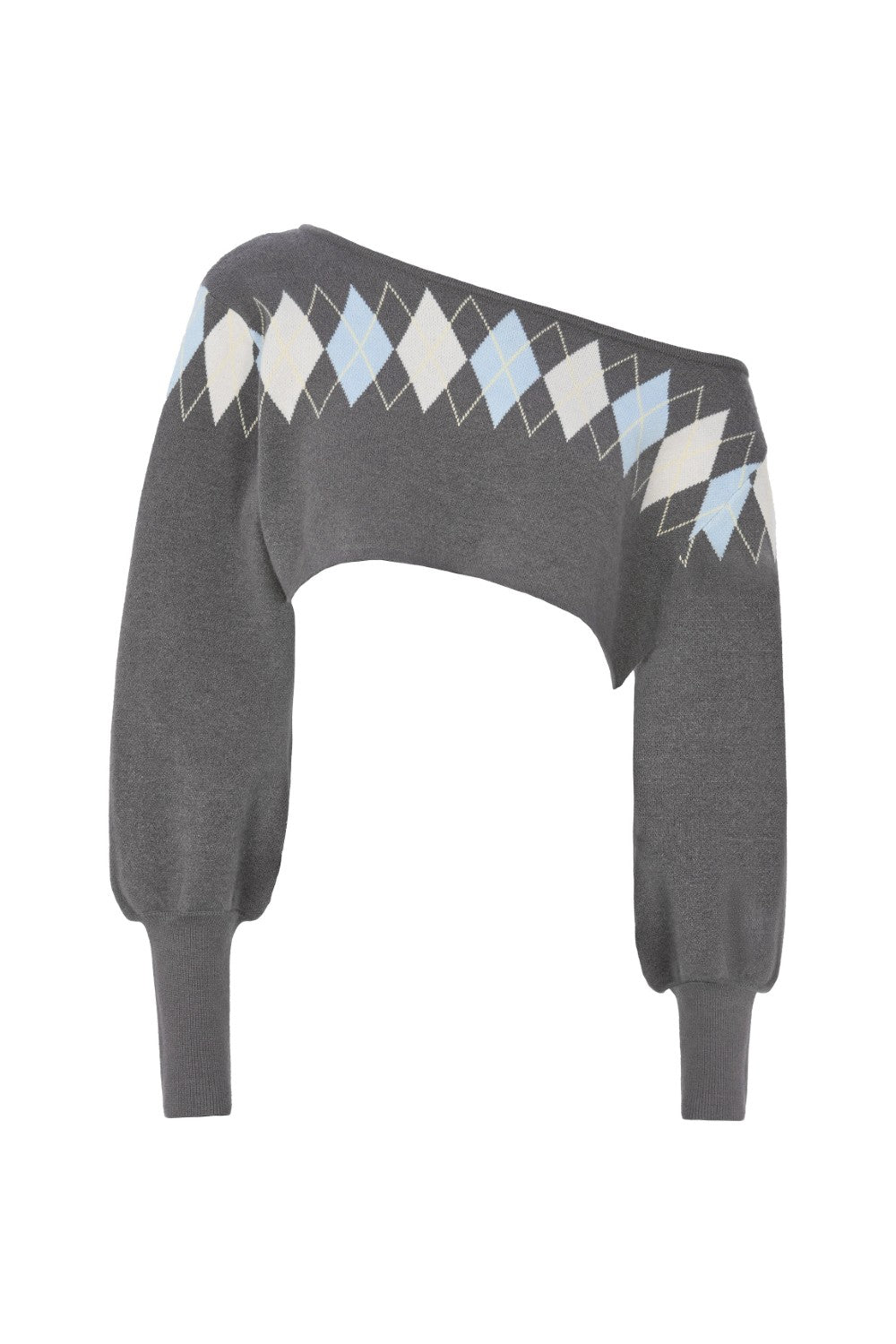 Amelie Off-Shoulder Argyle Sweater