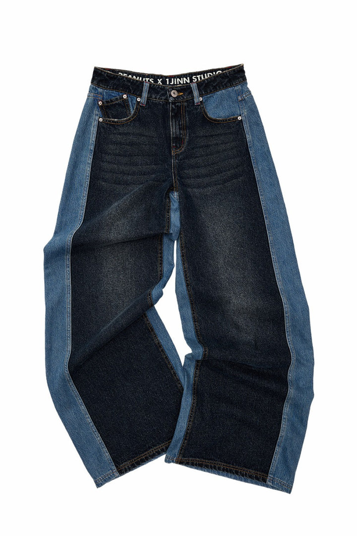 Snoopy Patchwork Wide-Leg Jeans