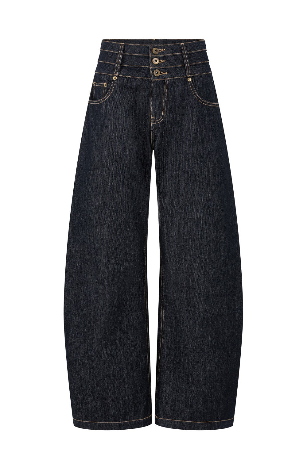 Alia Triple-Button Barrel Jeans