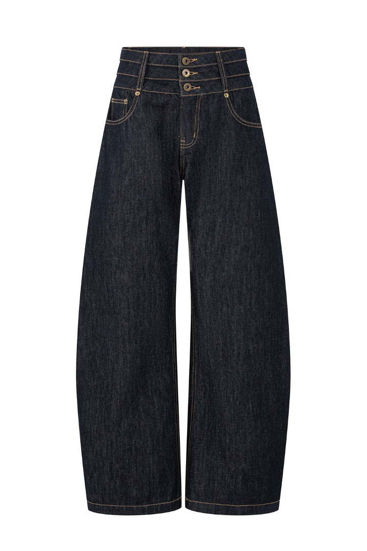 Alia Triple-Button Barrel Jeans