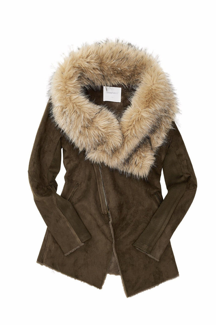 Aspen Suede Faux Fur Coat