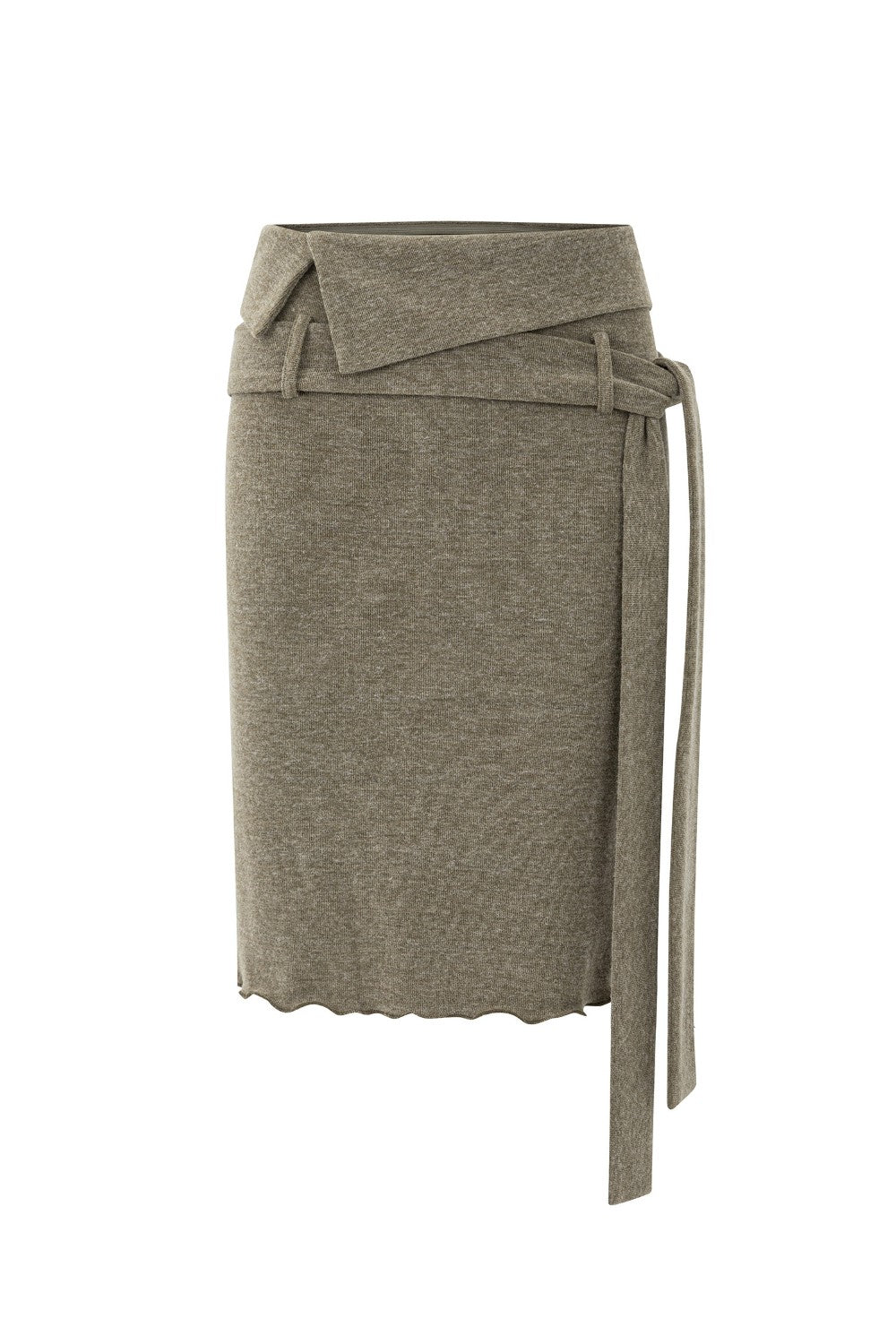 Belted Foldover Midi Skirt