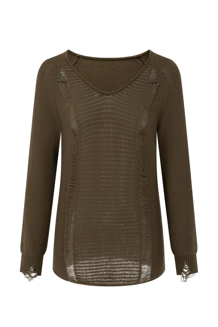 Willow Distressed V-Neck Sweater