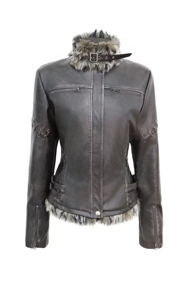 Fur Collar Moto Jacket