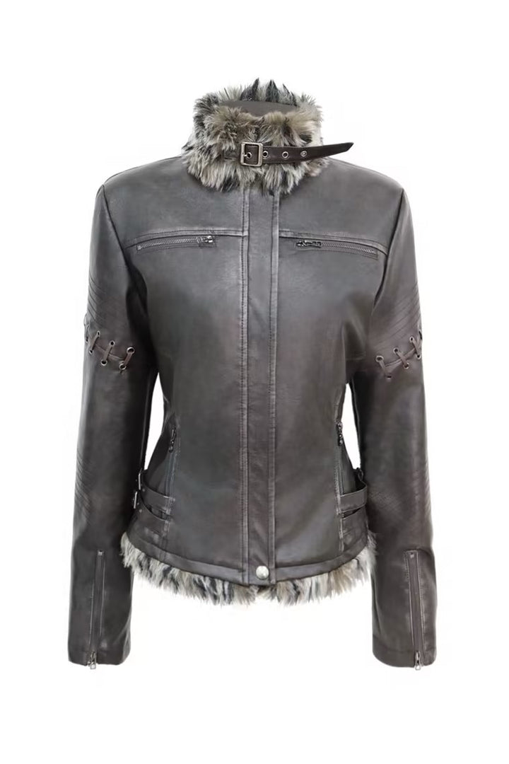 Fur Collar Moto Jacket