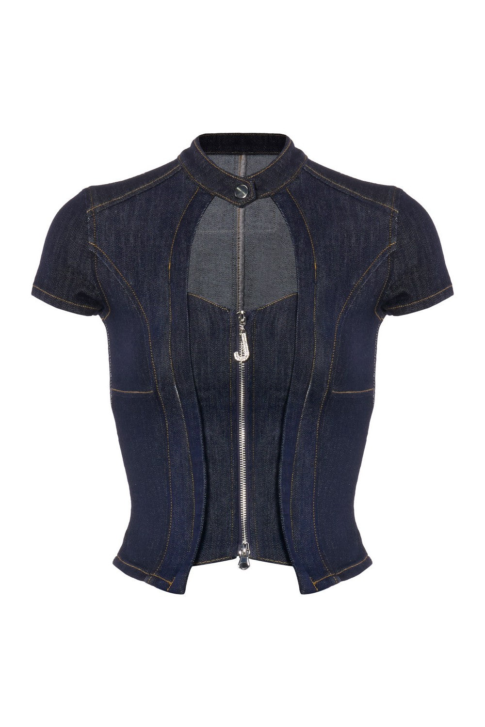 Indigo Zip Corset Top