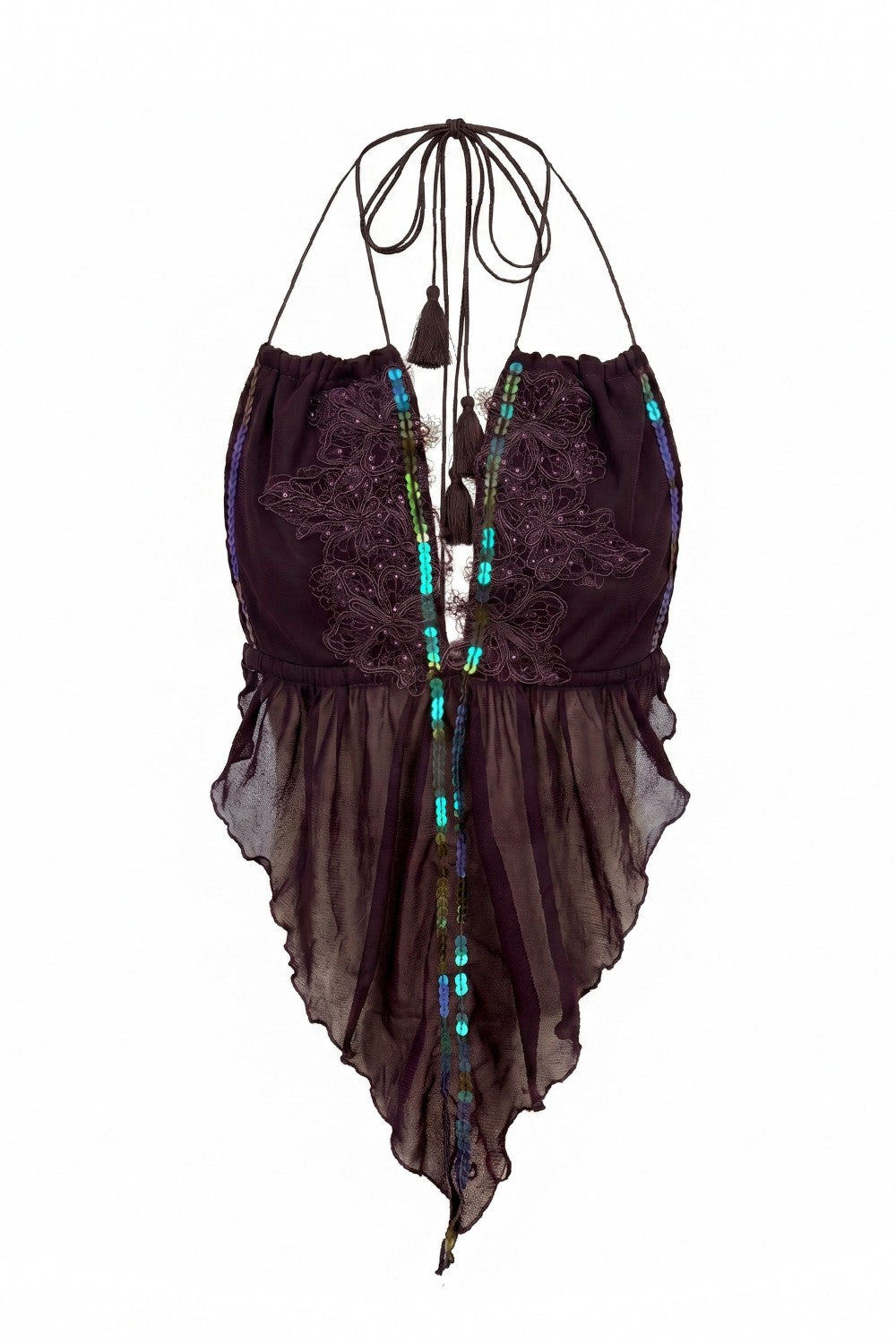 Celia Embroidered Mesh Top