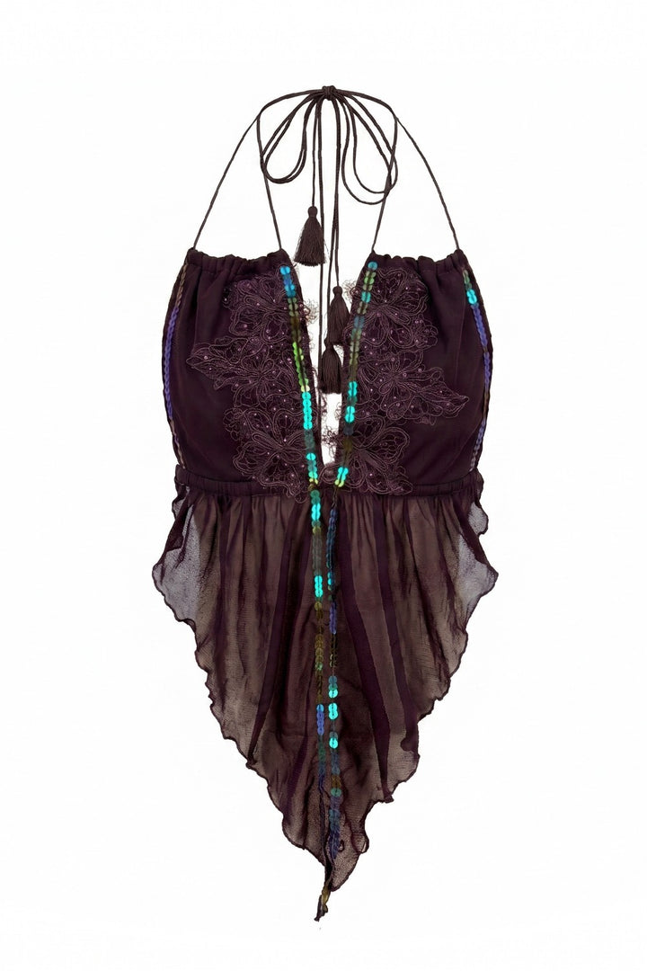 Celia Embroidered Mesh Top