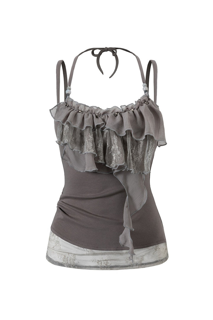 Ruffle Lace Ruched Cami