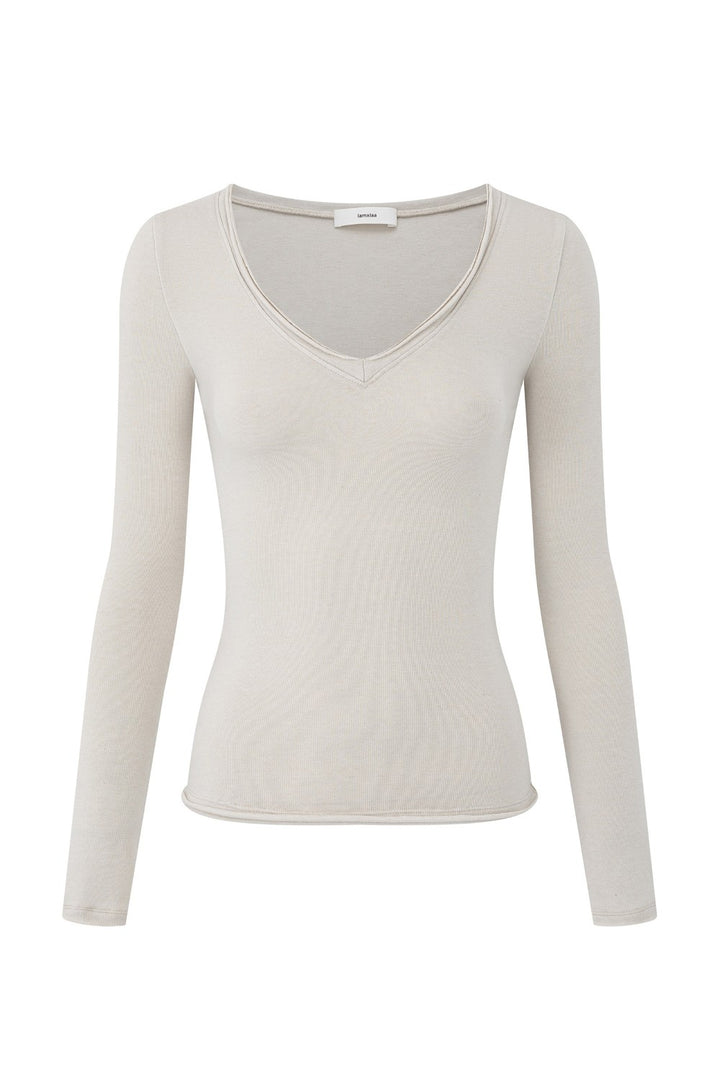 Fitted V-Neck Long Sleeve
